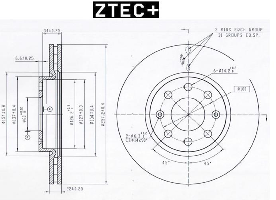 Picture of ΔΙΣΚΟΠΛΑΚΕΣ ZTEC+ EM.F/GR.PUNTO/CORSA D 257X22m