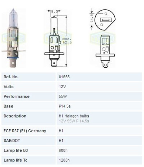 Picture of ΛΑΜΠΑ Η3 Μ.Κ. 12V 055W  PK22s  TRIFA